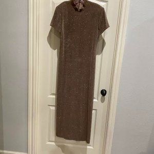 Jessica Howard party dress, size 14, brown with gold